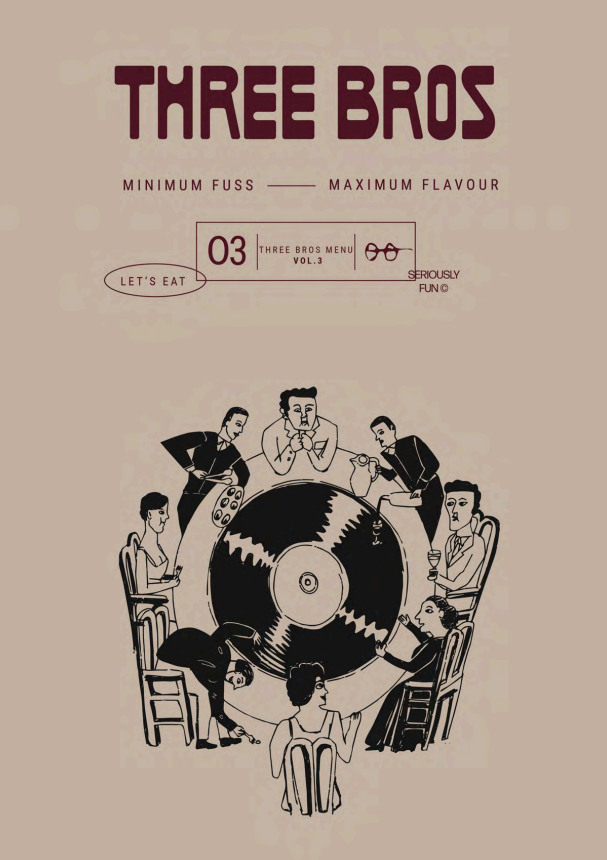 Three Bros menu cover